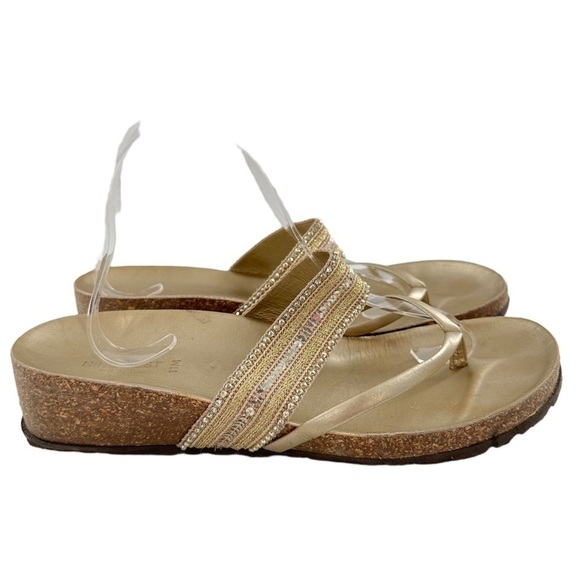 Nine West sandals size 11 gold Italian leather sequins Bollywood festival - Picture 11 of 11